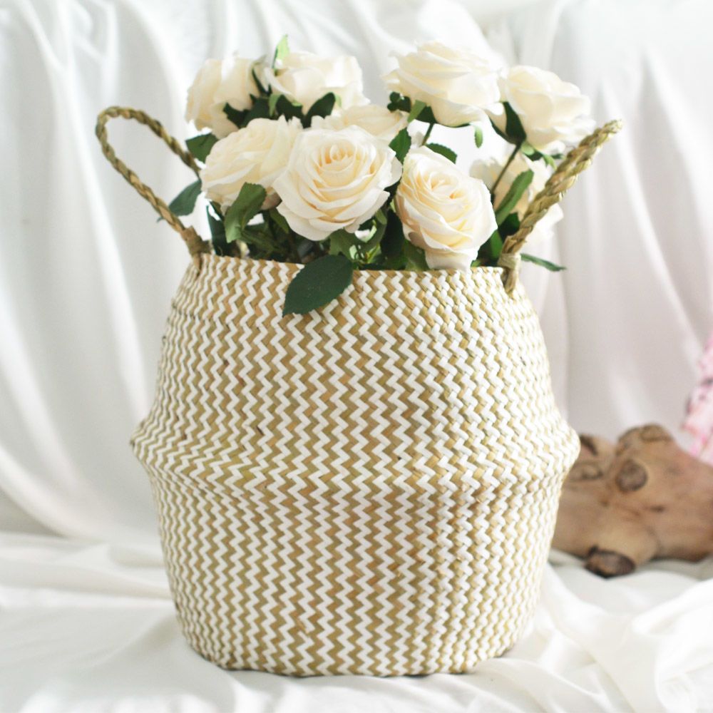 Nordic Style Ins Pastoral Seagrass Flower Basket Desktop Bird Of Paradise Monstera Bamboo Leaf Qin Banyan Green Plant Potted Floor Balcony