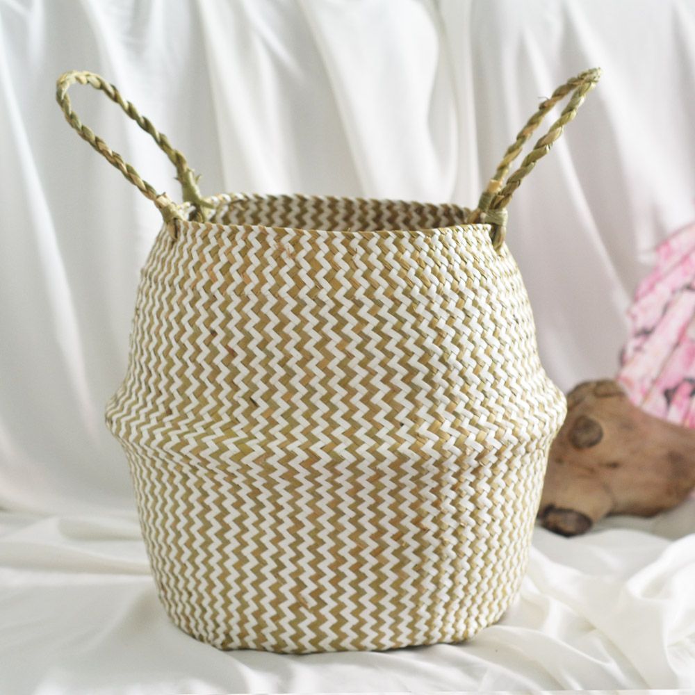 Nordic Style Ins Pastoral Seagrass Flower Basket Desktop Bird Of Paradise Monstera Bamboo Leaf Qin Banyan Green Plant Potted Floor Balcony