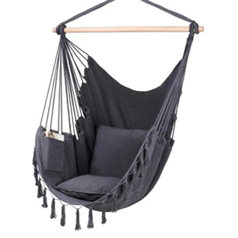 Tassel Hanging Chair Wooden Stick Canvas Swing