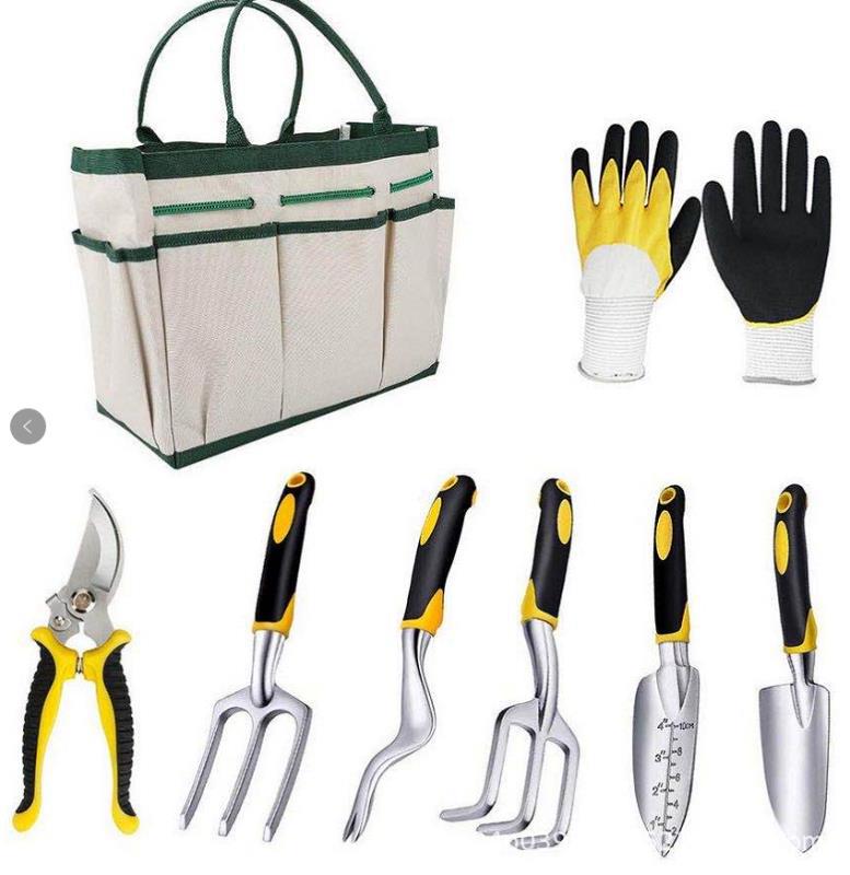 8 Pieces Set Aluminium Alloy Garden Tools Two-colour Plastic Handle Garden Shovel