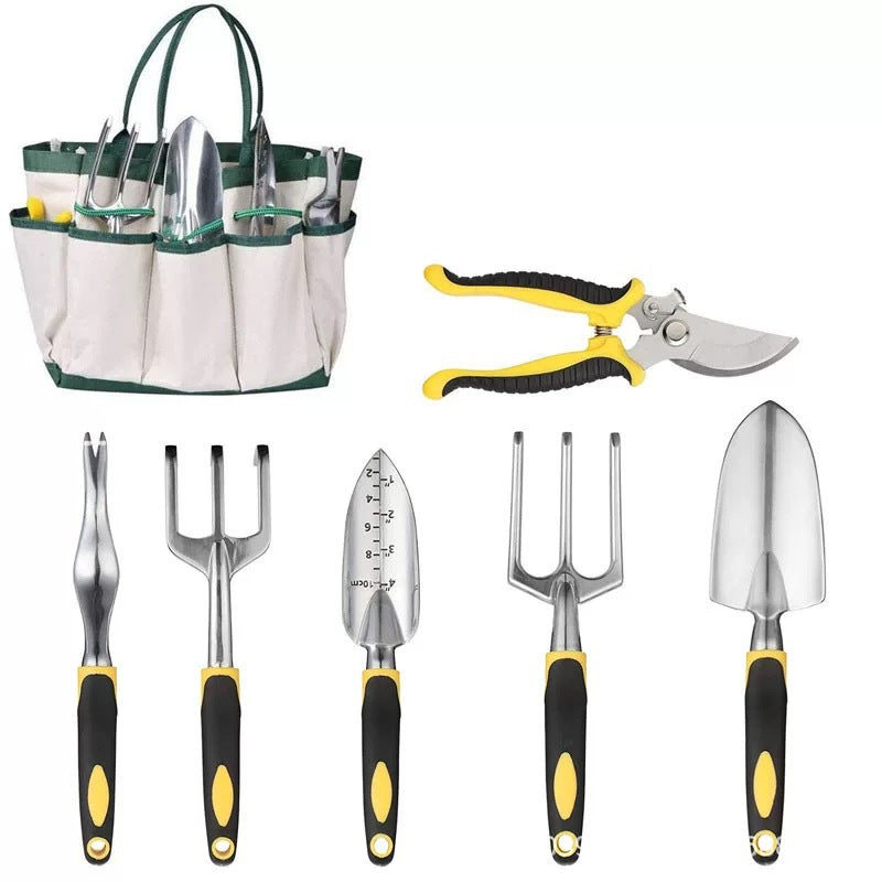 8 Pieces Set Aluminium Alloy Garden Tools Two-colour Plastic Handle Garden Shovel