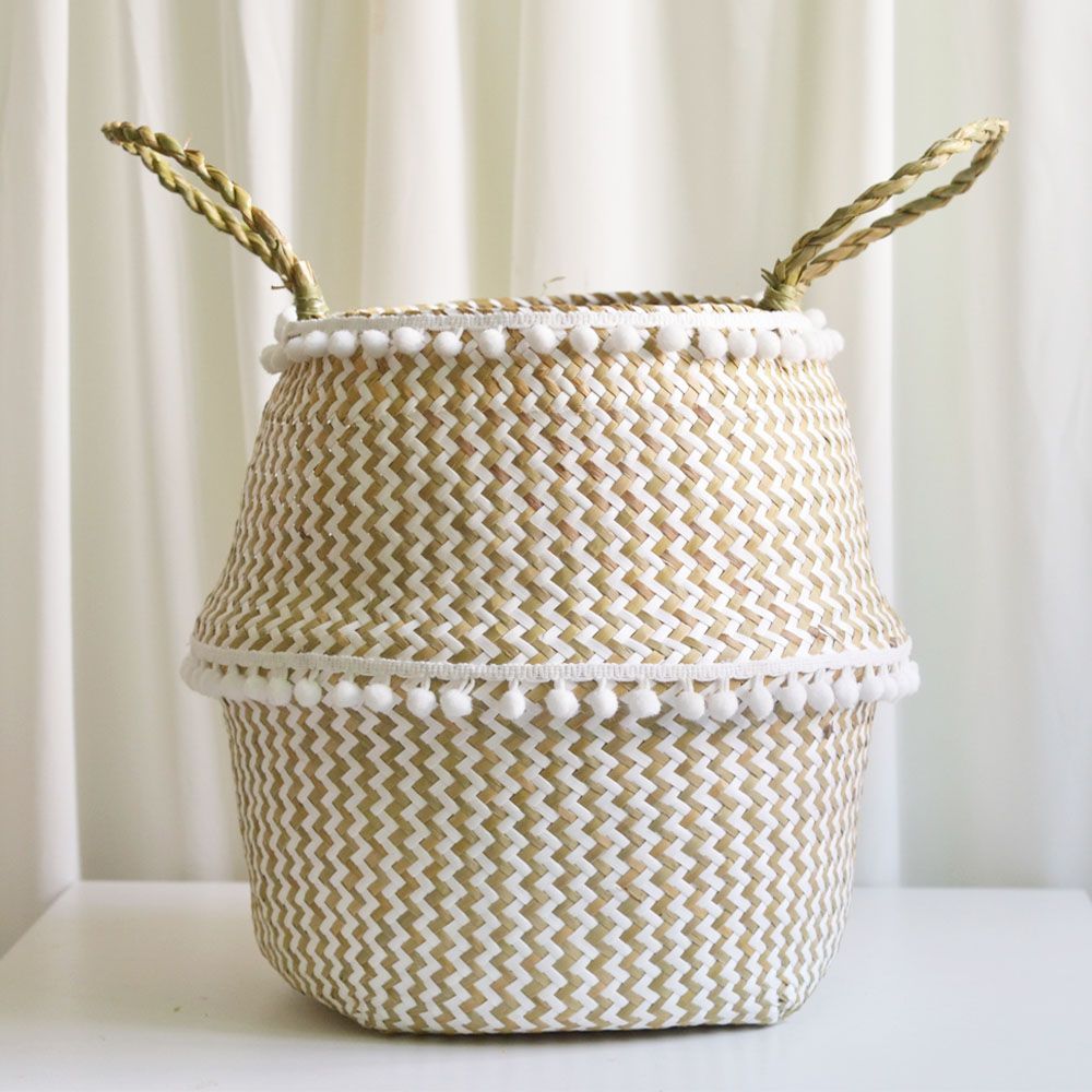 Nordic Style Ins Pastoral Seagrass Flower Basket Desktop Bird Of Paradise Monstera Bamboo Leaf Qin Banyan Green Plant Potted Floor Balcony